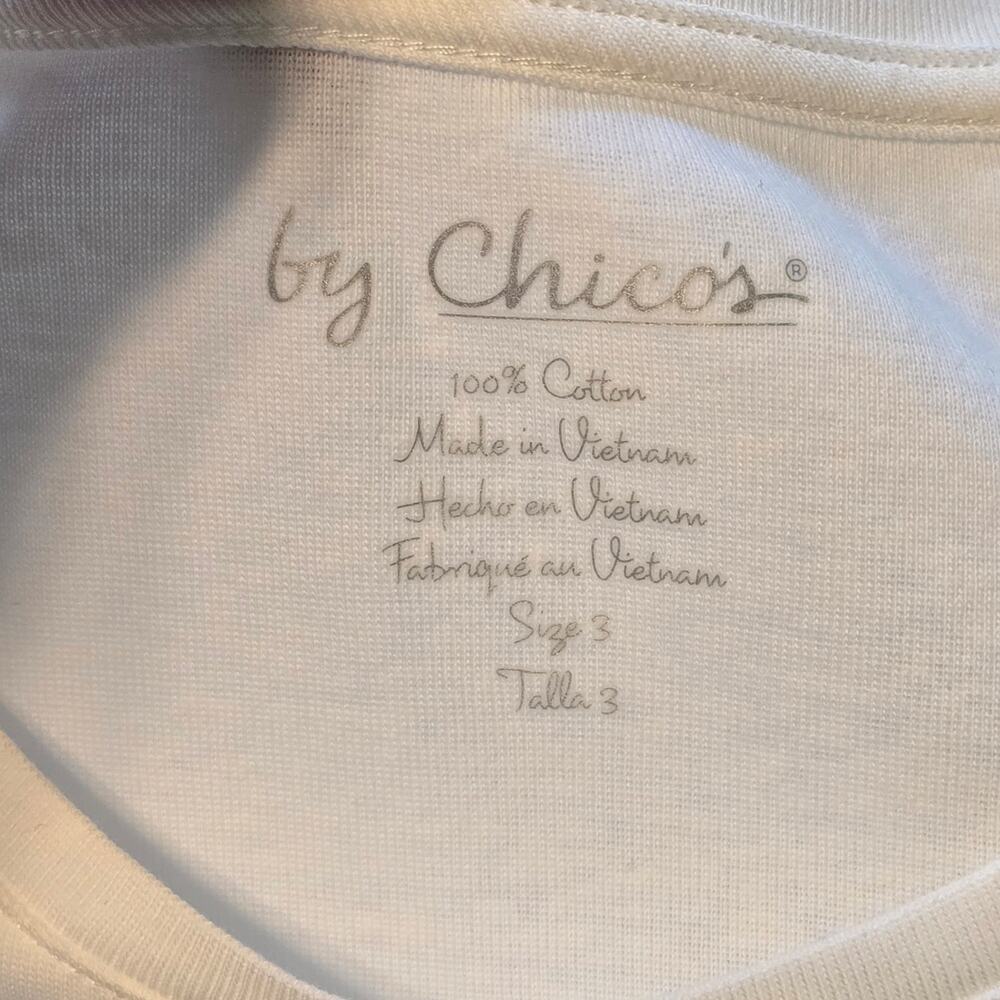 Chicos Bella Top Basic Knit Womens Size XL White 100% Cottton Short Sleeve NWT - Picture 3 of 10